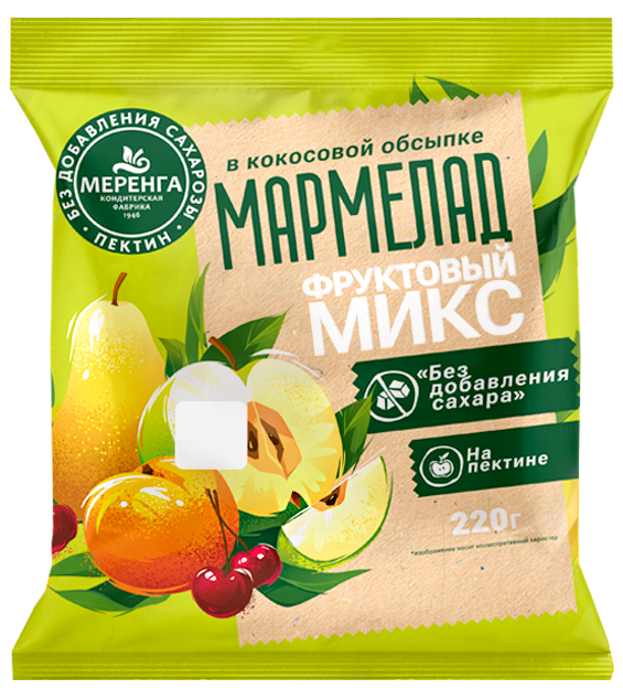  Меренга Мармелад без сахара в кокосовой обсыпке Фруктовый микс, 220г   в Димитровграде